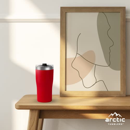 Arctic Tumblers | 20 Oz Matte Red Insulated Tumbler With Straw & Cleaner - Retains Temperature Up To 24Hrs - Non-Spill Splash Proof Lid, Double Wall Vacuum Technology, Bpa Free & Built To Last #TOP3