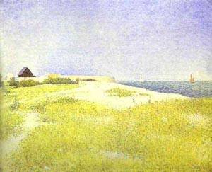 Peinture à l'huile Fort Samson Grandcamp de Georges Seurat en reproduction 30x36 pouces