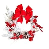 YZCIS Artificial Wreath,Decor for Home, Christmas Wreath for Front Door Christmas Door Wreath Red Ornaments for Door Window Mantle Indoor Outdoor Christmas Decorat Holiday