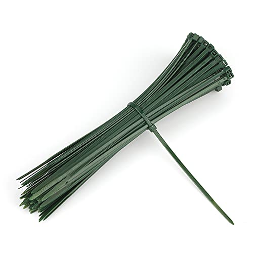 Image of KINGLAKE 100Pcs 150x2.5mm Self-Locking Garden Cable Ties Dark Green Plant Nylon Ties Adjustable Zip Ties Multi-Purpose