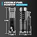 LcFun Butane Lighter Windproof Adjustable Triple Jet Flame Torch Lighters (Butane Not Included), Refillable Gas Lighter Pocket Lighter for Men (1 Pack Black)