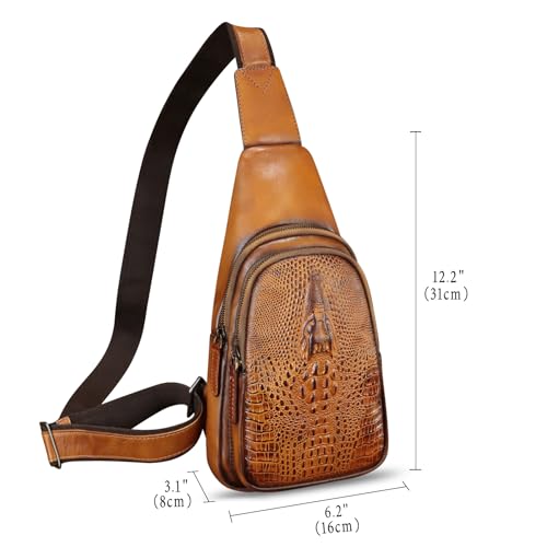 Genuine Leather Silng Bag for Women and Men Real Leather Sling Backpack Chest Purse Shoulder Crossbody Bag4