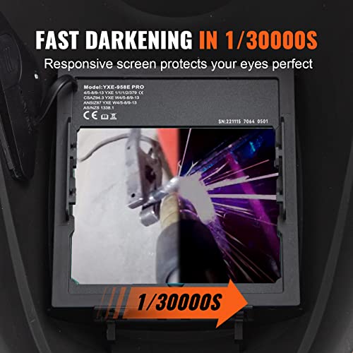 VEVOR Solar-Powered Auto Darkening Welding Helmet with 4 Arc Sensors, Shade 5-8/9-13 for TIG, MIG, and ARC Welding