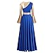 Women Adult Metallic Gold Color Block Long Sleeve Praise Dance Worship Robe Dress Loose Fit Full Length Liturgical Tunic Circle Skirt Lyrical Dancewear Swing Gowns Ballet Costume Royal Blue 2XL