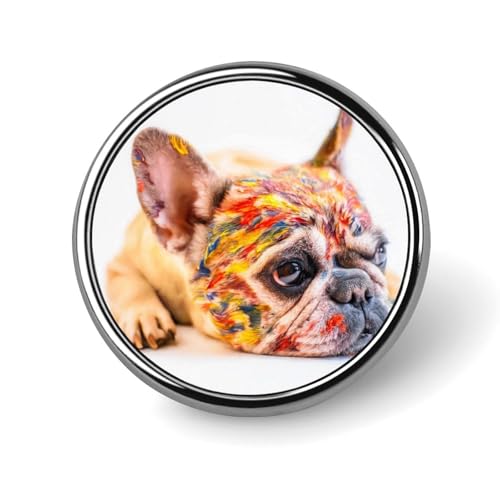 バッジ 円形 徽章 カラフル フレンチブルドッグ 犬 缶バッジ 胸章 ピンバッチ ボタンブローチ 25mm おしゃれ ネクタイピン コレクション バッグ飾 帽子 胸飾り かばん掛け 工芸品 取付簡単 男女兼用 プレゼント