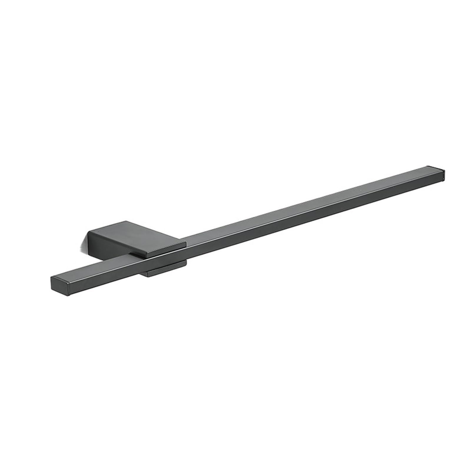 1pc Black Toilet Hanging Non Perforated Towel Rack Extendable Pole Stainless Steel(40cm Black)