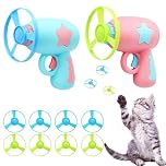 Lontom Interactive Cat Toys - 2 Spinning Launchers with 8 Flying Disc Toys for Indoor Kittens, BPA Free, Cat Exercise Training