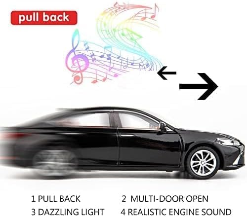 Image of Compatible for 1:24 Lexus ES300 Alloy Diecast Collectible Toy Car with Light & Sound | Pull Back Vehicle with Openable Doors | Metal Model Car Gift Toy for Boys Girls & Kids (Black)