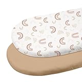 Gllquen Baby Bassinet Sheets 2 Pack, 100% Organic Cotton Bassinet Fitted Sheets for Girls Boys, Soft & Breathable Unisex Baby Mattress Sheet for Standard Bassinets 33'x17'(Khaki)