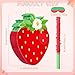 Aoriher Strawberry Piñata Red Strawberry Party Game Set Summer Fruit Piñata Berry Birthday Decoration with Stick Mask for Summer Fruit Theme Birthday Baby Shower Party Game Supplies Decoration