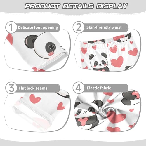 Panda and Heart Girls Leggings,Workout Leggings for Girls Toddler Athletic Legging Size for 3-10T3