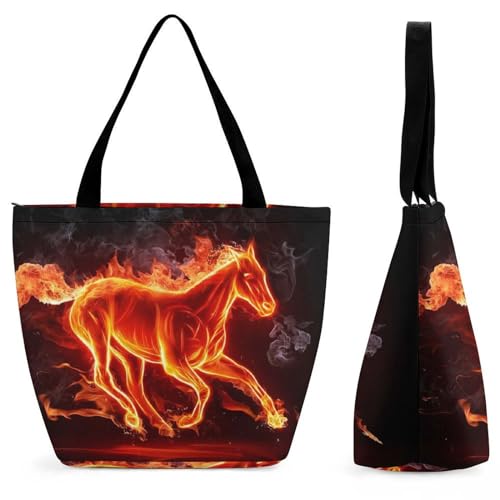 Sac à main Cheval Feu pour femme : grand sac de shopping et de voyage 32cm