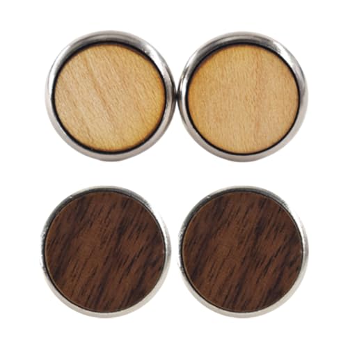 WATIIFUFU Boutons de Manchette Ronds en Bois Massif, Paire de 2, Finition Soignée, Confortables à Porter, pour Mariage et Tenue Formelle