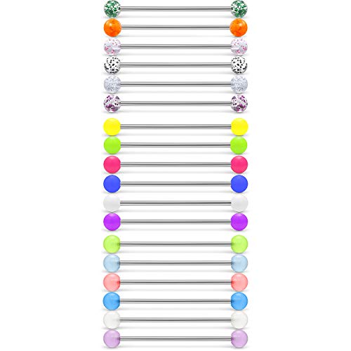 Ocptiy Industrial Earrings Industrial Piercing Jewelry 14G Stainless Surgical Steel Industrial Rings Barbell Ear Earrings Cartilage Helix Rings Piercing Jewelry for Women Men 18 Pieces 35mm