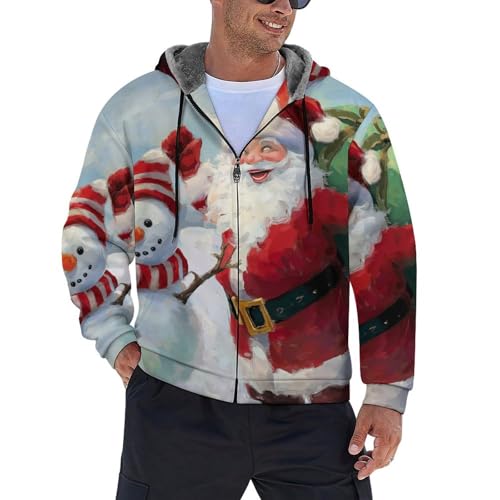 Sweat-shirt homme zippé à capuche manches longues veste Noël originale