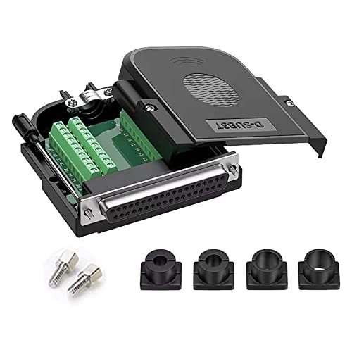 Harrisen DB37 lötfrei Buchse RS232 D-SUB Serieller Adapter,37-poliger Anschluss Terminal Lötfreier Breakout-Board-Steckverbinder mit Fall Lange Bolzen Endrohr(1PCS Buchse)