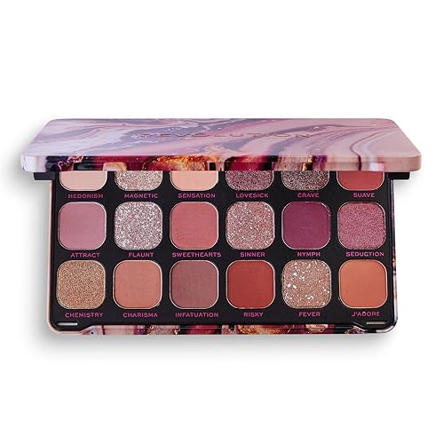 Makeup Revolution Eyeshadow Palette for Women | Forever Flawless Allure Pallete – 18 Shades | Matte & Shimmer Finish | Glitter Eyeshadow | Long Lasting & Blendable Shimmer Eyeshadow Palette – 19g