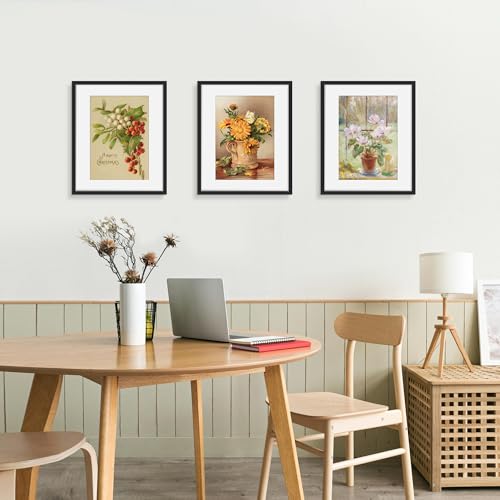 Picrit 14x17 Picture Frame 3 Pack, Black Poster Frame, Display Poster 10 x 14 with Mat or 14 x 17 without Mat for Horizontal or Vertical Wall Mounting