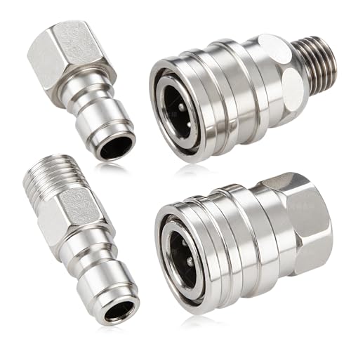 Ciunura 4 PCS Pressure Washer Coupler Quick Connect Fittings,1/4 in NPT Female and Male Thread (Premium Pressure Washer Hose Adapter Set), Stainless Steel Hose Connector, 2 Set