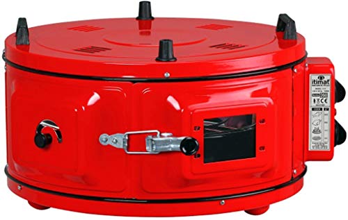 Mini horno redondo, horno de pizza con termostato, esmaltado, 1300 W, 40 litros, 50°-300 °C, color rojo