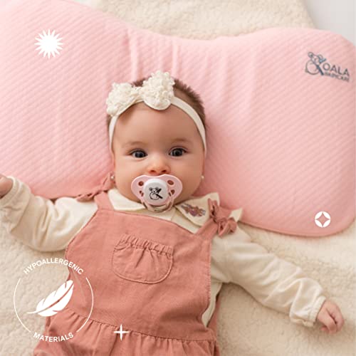 KOALA BABYCARE Plagiocephaly Baby Pillow with Two Removable Pillowcases to Help Prevent and Treat Flat Head Syndrome in Memory Foam - Koala Perfect Head - Pink