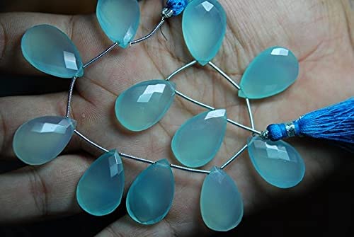 Aqua Chalcedony Faceted Pear Briolettes d'exception pour bijoux haute joaillerie