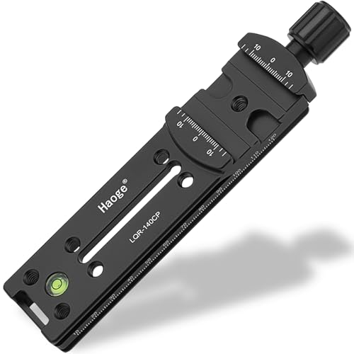 Haoge LQR-140CP 140mm Nodal Slide Double Dovetail Focusing Rail Plate with Quick Release Clamp for Camera Panoramic Panorama Close Up Macro Shoot compatible with Arca Swiss RRS Benro Kirk