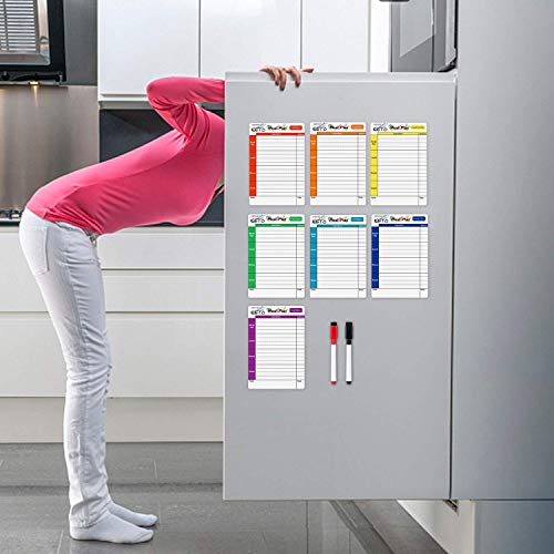 Keto Diet Meal Planner, 7 Pcs Dry Erase Fridge Magnet Chart with Net Carb Reference List, Easy Menu Board Planning for Weekly Meal Plan, Keto Cheat Sheet Magnets with 2 Marker Pens