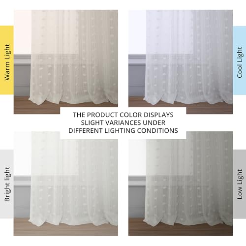 HPD Half Price Drapes SHCH-119-120 Patterned Faux Linen Sheer Curtain (1 Panel), 50 X 120, Strasbourg Dot - Image 3