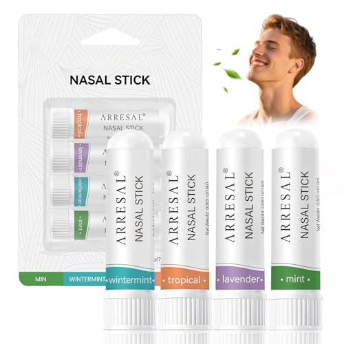 4 Pezzi Nasal Stick,nasale inalatore portatile,nasale aiuto respirazione,Rapido Sollievo dal Naso Chiuso,una migliore qualità del sonno & alleviare Lo Stress,Adatto Lavoroper