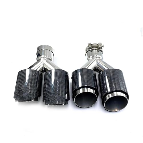 Tuyau d'échappement double carbone Y embout silencieux voiture sport entree 57mm 114mm