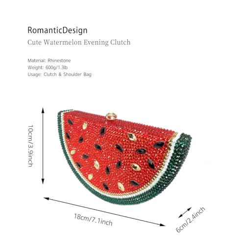 Image of RomanticDesign Cute Watermelon Rhinestone Evening Clutch for Women Glitter Crystal Purse Party Cocktail Banquet Handbag