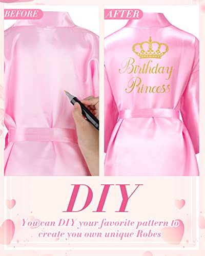 Jecery 5 Pack Spa Robes for Party Sleepover Slumber Birthday Party Squad Robes DIY Silk Satin Bathrobes with Headband3