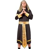 Disfraz de faraón místico para hombre, traje de rey egipcio para Halloween con accesorios dorados, cosplay de Navidad y carnaval (dorado, XL)