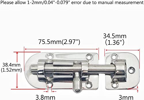 Image of 60 /90 /110mm Marine Boat Door Window Lock Latch ,Stainless Steel 316 Slide Barrel Bolt Clasp Sliding Hasp Locks Push Pull Toggle Buckle W /Friction pad (2PCS, 110mm)
