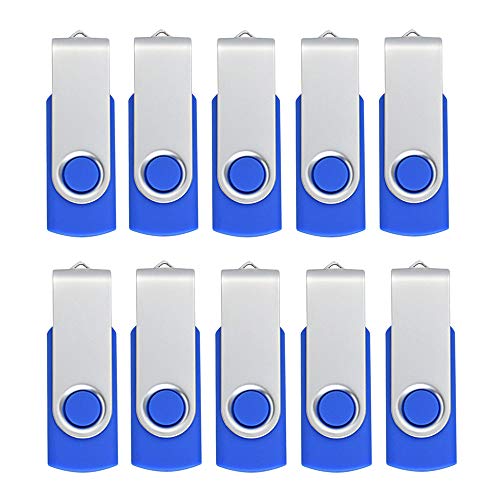 Image of Aiibe 32 GB Flash Drive 10 Pack USB Flash Drives 32G USB 2.0 Memory Stick Thumb Drive Data Storage Swivel Keychain Design Pen Zip Drives Wholesale /Lot /Bulk (10 Pack, 32GB, Blue)