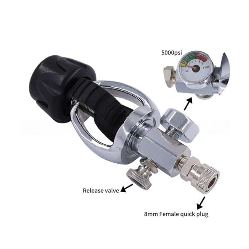 Advokingtap G5/8 Diving Test Valve With 5000 PSI Pressure Gauge And DIN Scuba Oxygen Cylinder Adapter For Cylinder Filling Checks And Leak Detection - Image 5