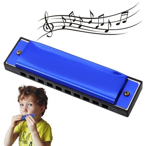 Vexquivera 10-Hole 20-Tone Blues Harmonica in C Mouth Organ Perfect for Beginners & Professionals Blue