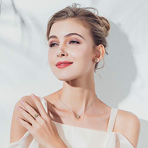 Pendientes plata 925 margarita amarilla antialérgicos joya de tuerca 2