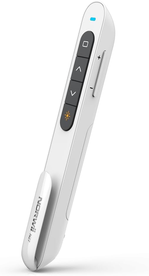 NORWII N27 Wireless Presentation Clicker, Hyperlink Volume Control Powerpoint Clicker, 328FT Red Light Control Range Clicker for Powerpoint Presentations Remote Pointer Slide Advancer