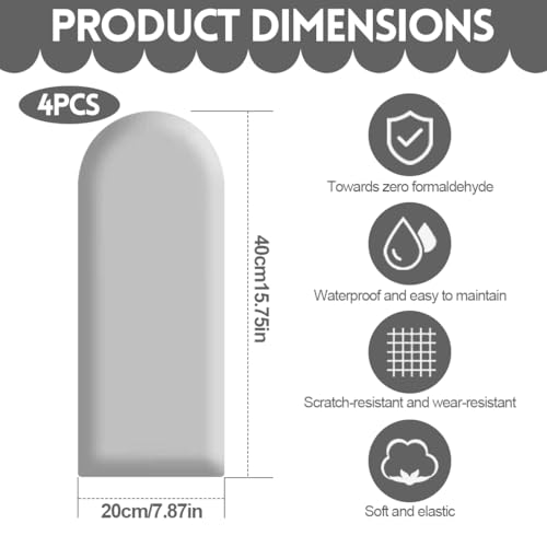 Paneles de pared 3D anticolisión: protección infantil acolchada y autoadhesiva gris 4