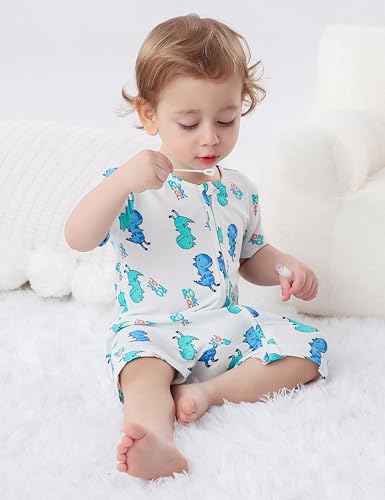 JunNeng Baby Boys 2Pack Viscose from Bamboo Romper Short Sleeve 2 Way Zipper Sleeper Summer Jumpsuit Sleep and Play4