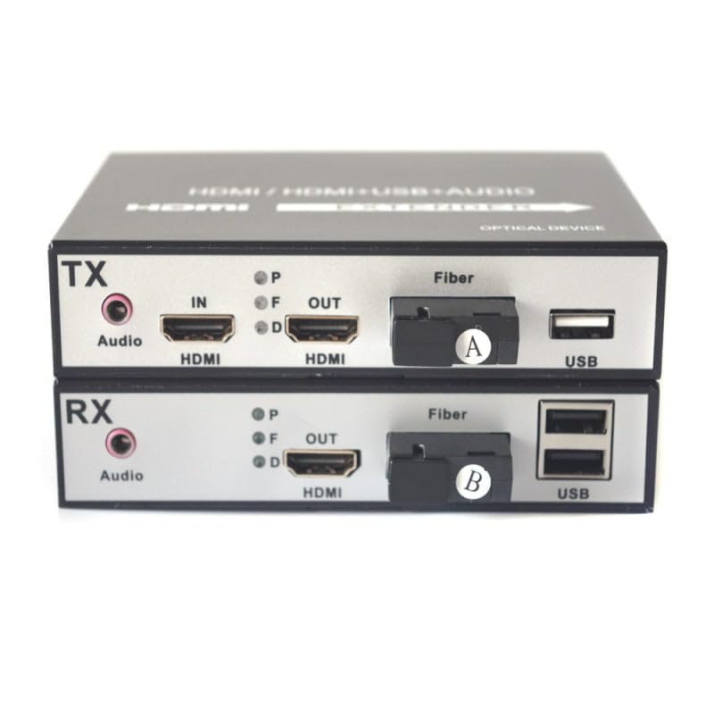 HANUTECH 1080p Hdmi Extender Over SM Single SC Fiber Upto 20KM- Video+USB KVM+Audio Hdmi Loop Out Singlemode Hdmi to Fiber Converter (1 Pair)- 1 Year Warranty-image-41