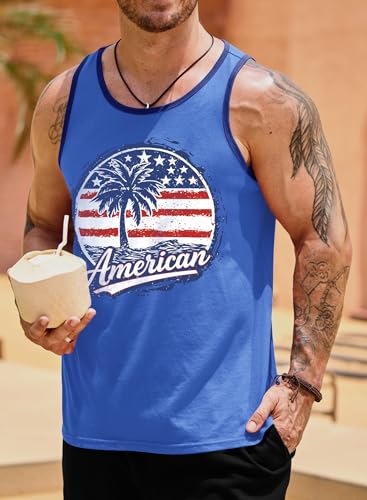 Image of VOGSTART Mens Hawaiian Beach Tank Tops Summer Vacation Muscle Top Graphic Sleeveless Shirts (S-3XL)