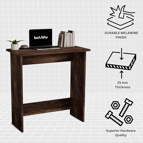 Image of beAAtho Apex Desk for Home Office & Study | Multipurpose Engineered Wood Table with Spacious Top,Premium Finish, Sturdy Legs & Easy DIY Assembly (Brown)