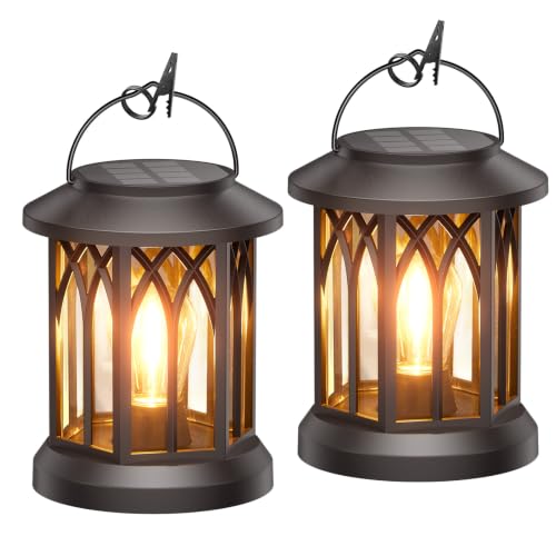 TuyLuxe 2 Pack Solar Hanging Lanterns Outdoor Waterproof - image 1