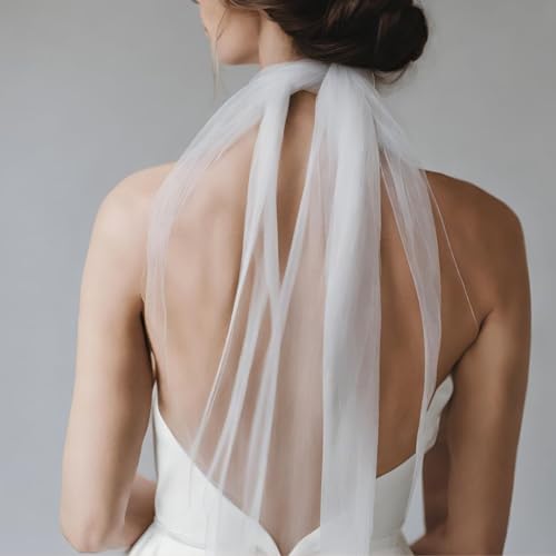 Thin Ivory Tulle Bridal Scarf, Long Silk Wedding Necktie, English Net Neckerchief, Draped Wedding Wrap, Soft Bridal Bow Cape4