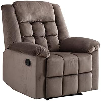 EBELLO Manual Recliner Chair, Classic and Recliner Sofa with Overstuffed Arms and Back for Living Room, Bedroom, Brown