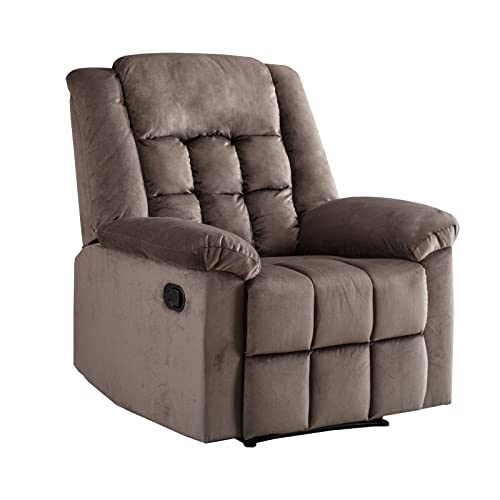 Ebello Manual Recliner Chair, Classic And Recliner Sofa With Overstuffed Arms And Back For Living Room, Bedroom, Brown #TOP2