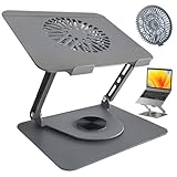 Ya en manzanajugosa.com: BeSokar Soporte de aluminio para ordenador portátil, giratorio 360°, plegable, con ventilador magnético para refrigeración, compatible con MacBook y dispositivos de 10 a 17,3 pulgadas (gris oscuro)